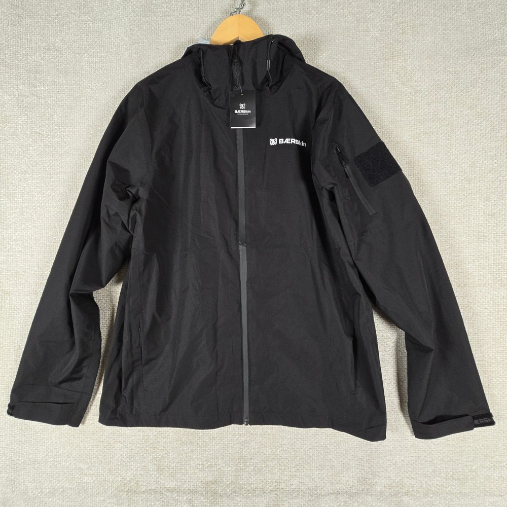 Baerskin Tactical Supply Co. Mens Windbreaker Jacket Black Hooded Size M New